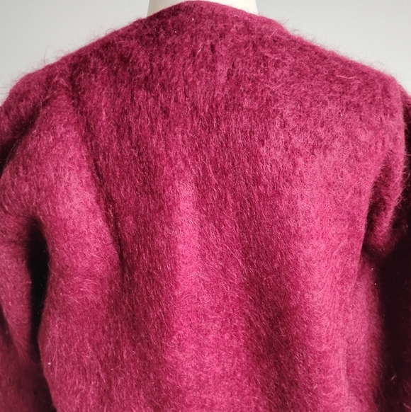 Shag-a-Mo Virgin Wool V-Neck Sweater Burgundy Curt Cobain Vintage 60s Size Med - Picture 8 of 11